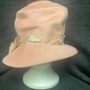 Vintage Peach Hat with Gem Details